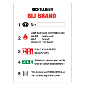 bij brand richtlijnen bordje