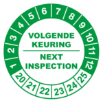 controlelabels volgende keuring groen
