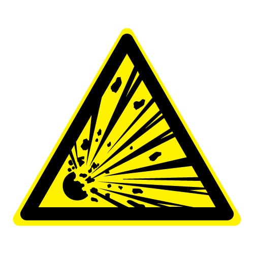Waarschuwing explosieve stoffen