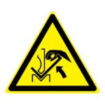 Waarschuwing handverbrijzeling tussen buigbank en materiaal