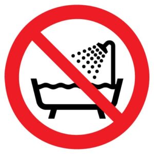 Verboden om deze producten onder de douche of in bad te gebruiken