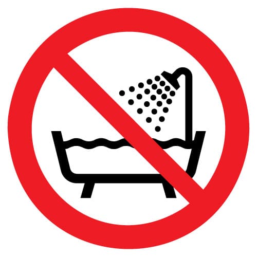 Verboden om deze producten onder de douche of in bad te gebruiken