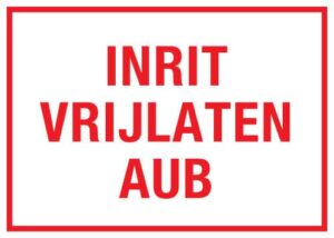 Inrit vrijlaten aub